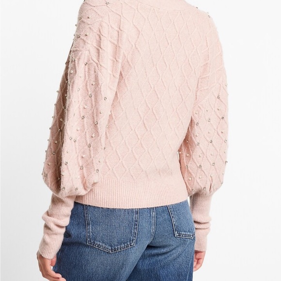 Express Embellished V-Neck Balloon Sleeve Cardigan size S NWT - Picture 2 of 4